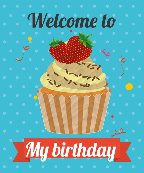 Birthday invitation with cake — Wektor stockowy