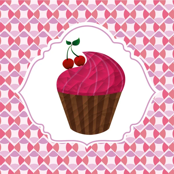 Card with delicious cupcake — Stockvector