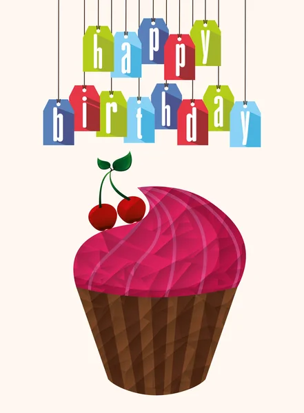 Invitation d'anniversaire avec gâteau — Image vectorielle