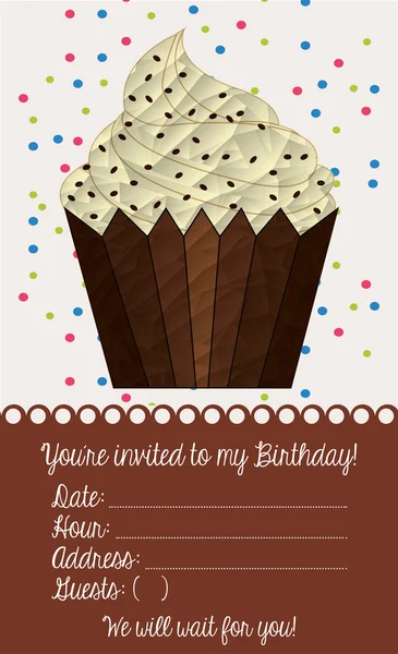 Invitation d'anniversaire avec gâteau — Image vectorielle