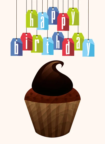 Convite de aniversário com bolo —  Vetores de Stock