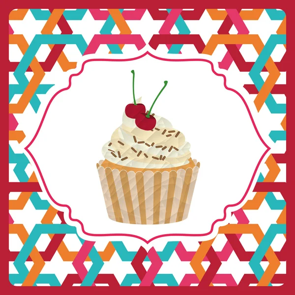 Card with delicious cupcake — Stockvector