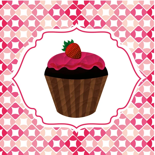 Card with delicious cupcake — Stock Vector