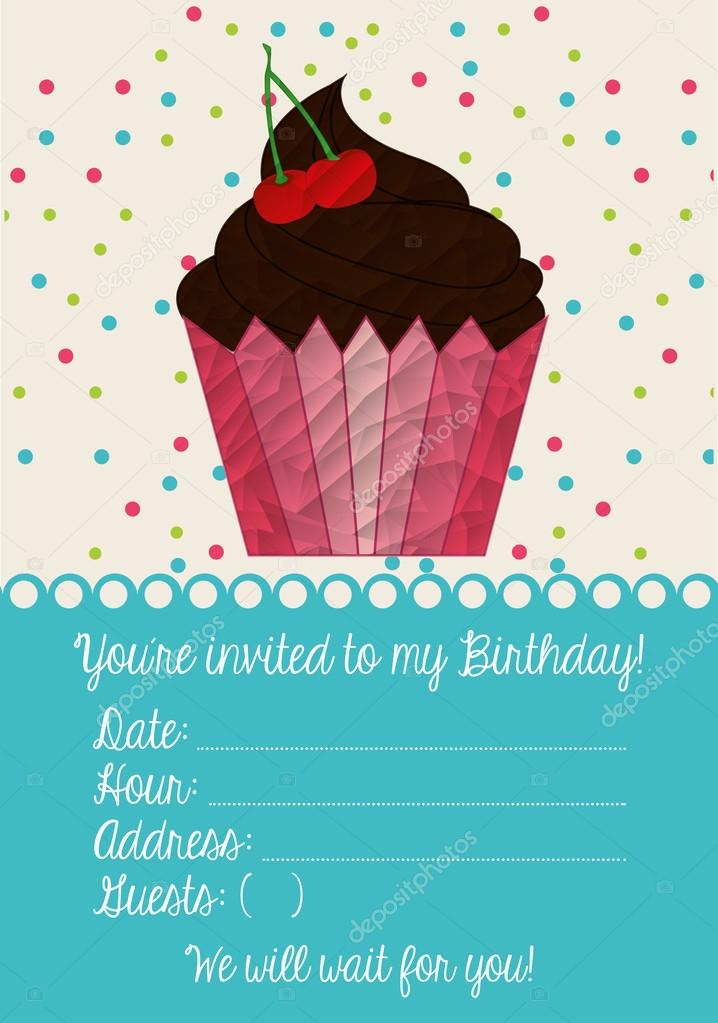 Birthday invitation with cake