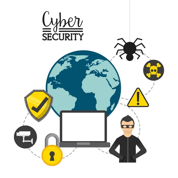 Projeto de segurança cibernética — Vetor de Stock