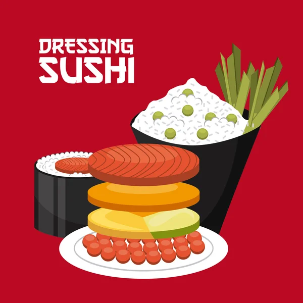 Delicioso design de sushi — Vetor de Stock