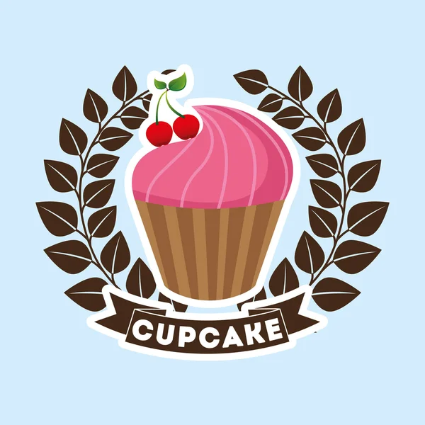 甘いカップケーキのデザイン — ストックベクタ