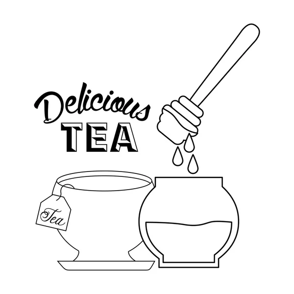 Вкусный чай, дизайн напитков — стоковый вектор