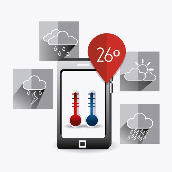 Väder mobila app design. — Stock vektor