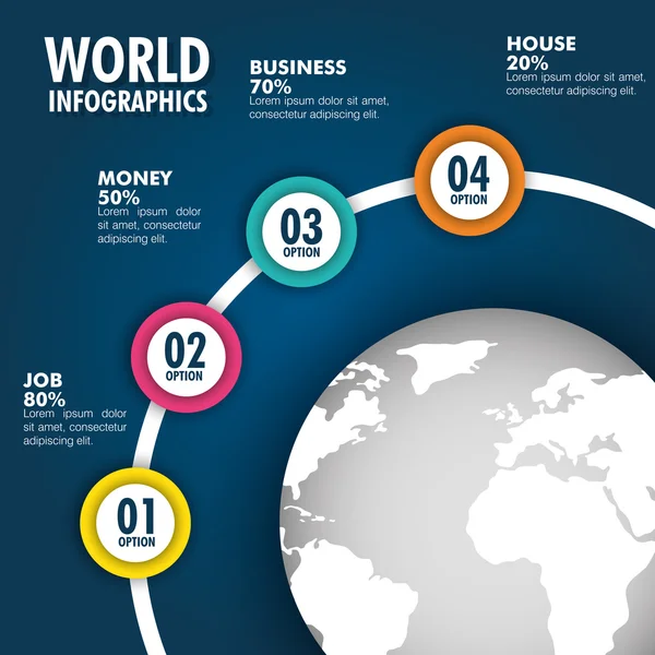 Design infográfico mundial . — Vetor de Stock