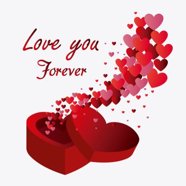 Aşk kartı tasarım kırmızı detayları ile.