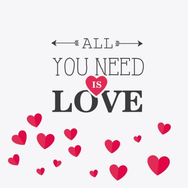 Aşk kartı tasarım kırmızı detayları ile.