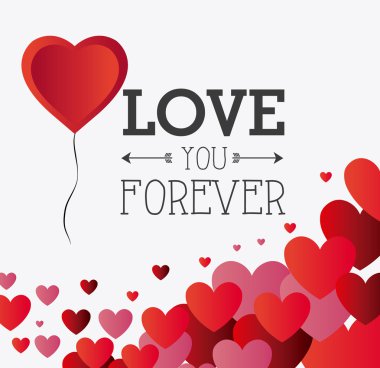 Aşk kartı tasarım kırmızı detayları ile.