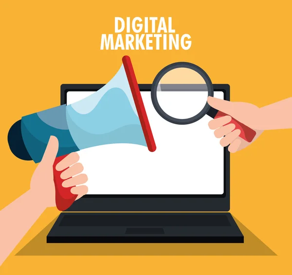 Grafica digitale e social marketing . — Vettoriale Stock