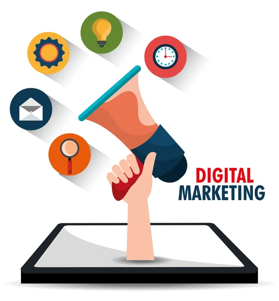 Graphismes de marketing numérique et social . — Image vectorielle