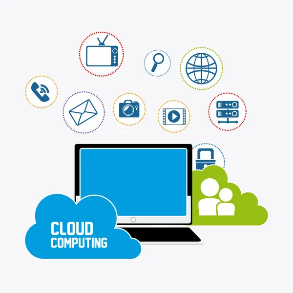 Progettazione cloud computing . — Vettoriale Stock