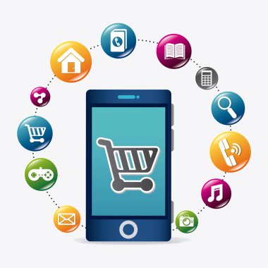 Mobil uygulamalar ve teknoloji simgeleri tasarım.