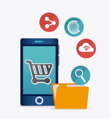 Mobil uygulamalar ve teknoloji simgeleri tasarım.