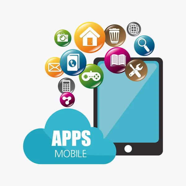 Diseño de aplicaciones móviles e iconos de la tecnología . — Vector de stock