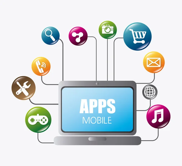 Aplikacji mobilnych i technologii projektowania ikon. — Wektor stockowy