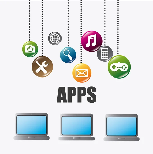 Mobile applications and technology icons design. Stock Illustration