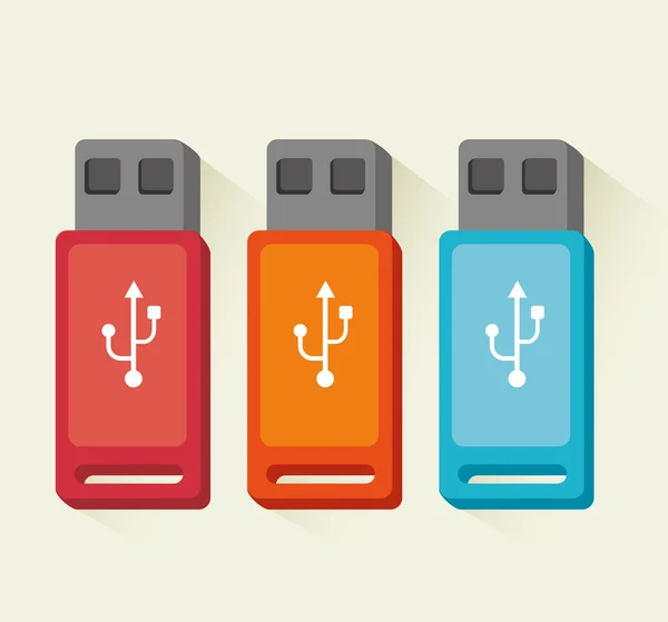 Almacenamiento del dispositivo portátil USB — Vector de stock