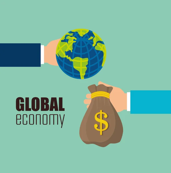 Επιχειρήσεων, χρήματα και παγκόσμια οικονομία — Διανυσματικό Αρχείο