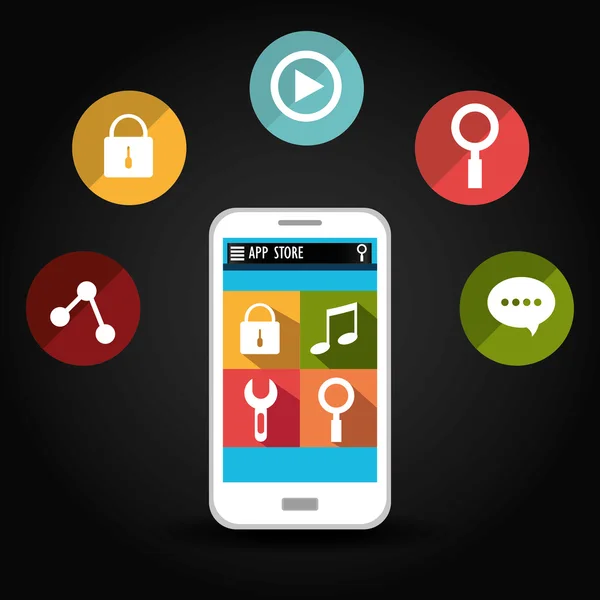 E-commerce et conception d'applications mobiles de marché . — Image vectorielle