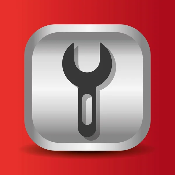 Schraubenschlüssel Werkzeug Symbol-Taste Design — Stockvektor