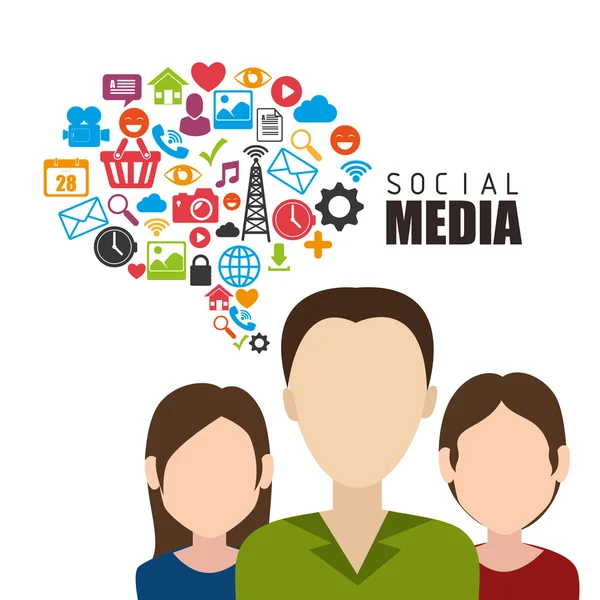 Κοινωνική μέσα μαζικής ενημέρωσης και ψυχαγωγίας Γραφιστικής — Διανυσματικό Αρχείο