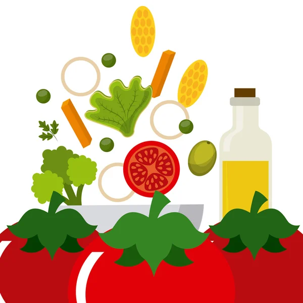 Conception d'aliments végétariens et sains — Image vectorielle