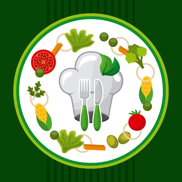 Design de comida vegetariana e saudável — Vetor de Stock