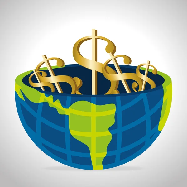 Economía global, dinero y negocios — Vector de stock