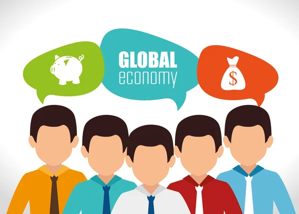 Economia globale, denaro e imprese — Vettoriale Stock