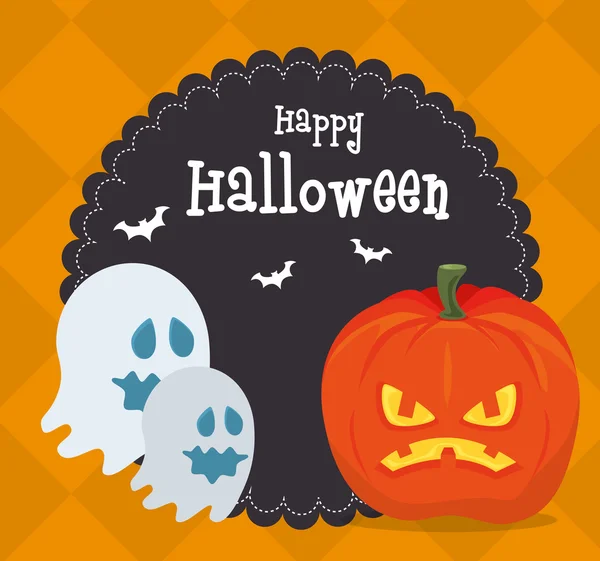 Feliz fiesta de halloween tarjeta del festival — Vector de stock