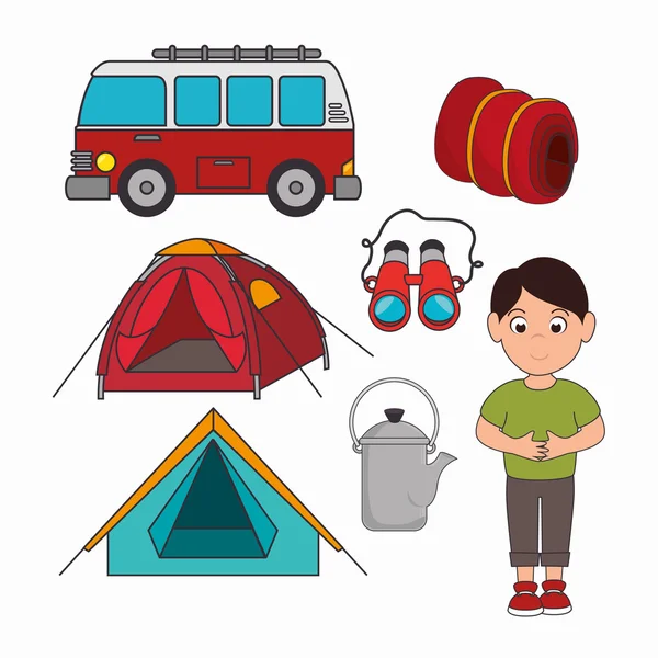 Camping férias e viagens — Vetor de Stock