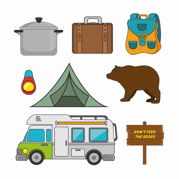 Camping vacation and travel — Stock Vector
