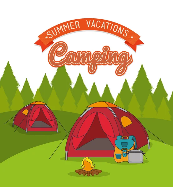 Camping wakacje i podróże — Wektor stockowy