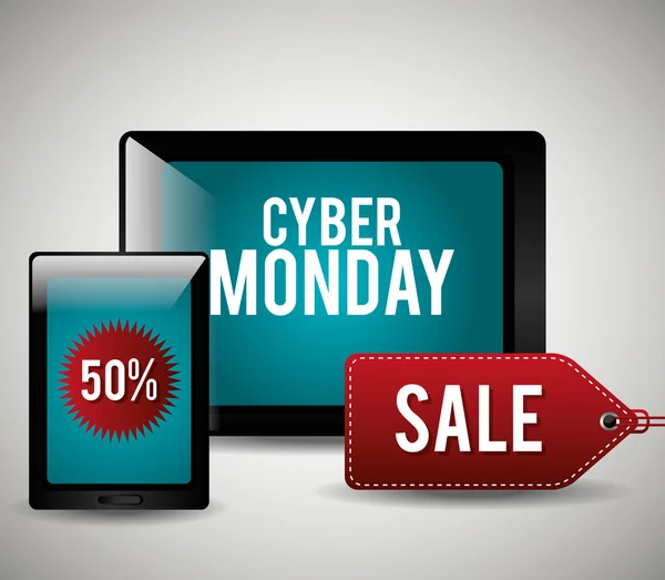 Cyber maandag e-commerce shopping — Stockvector