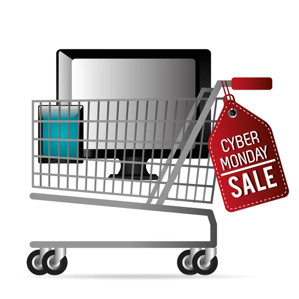 Cyber lundi ecommerce shopping — Image vectorielle