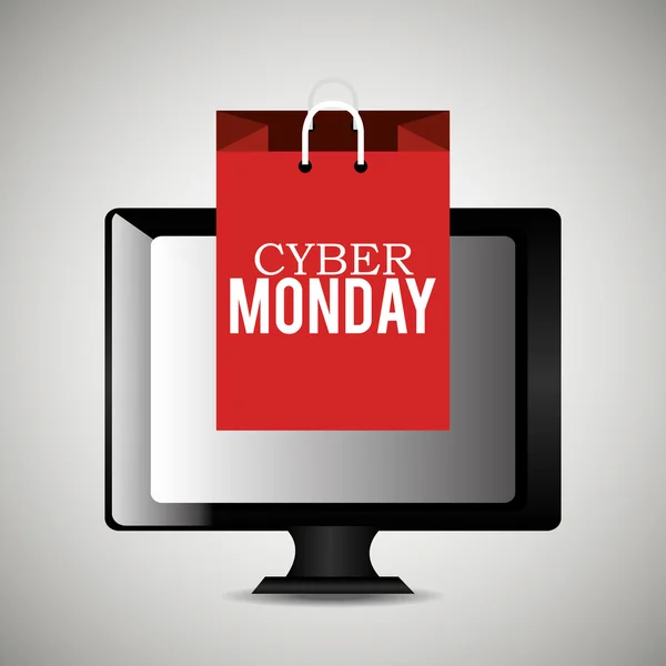 Cyber lundi ecommerce shopping — Image vectorielle