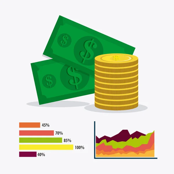 Estadísticas de crecimiento empresarial y ahorro de dinero — Archivo Imágenes Vectoriales
