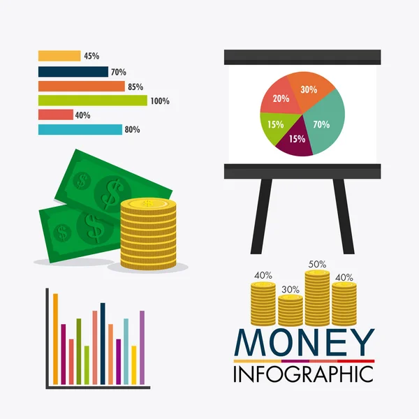 Estadísticas de crecimiento empresarial y ahorro de dinero — Vector de stock