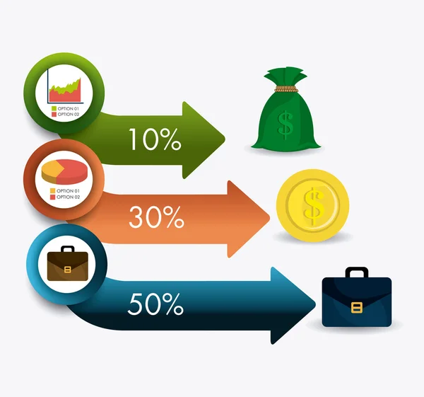 Business growth and money savings statistics — Stock Vector