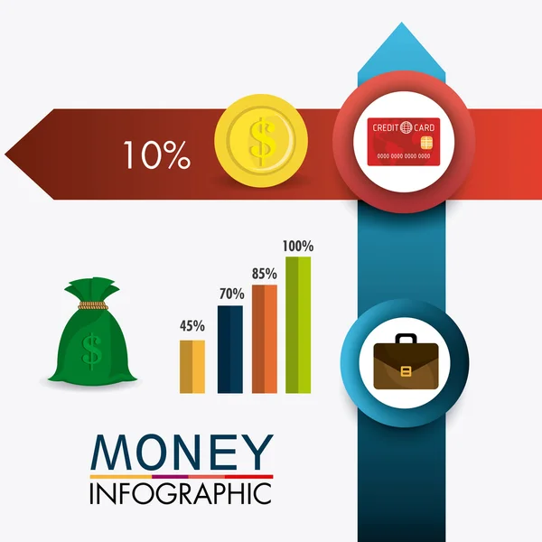 Estadísticas de crecimiento empresarial y ahorro de dinero — Vector de stock