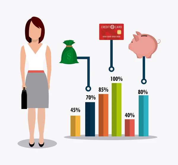 Business, geld en menselijke hulpbronnen — Stockvector