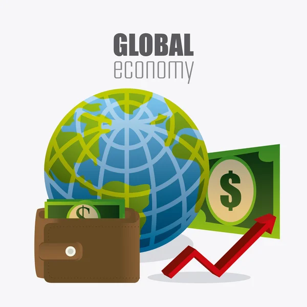 Globální ekonomika, peníze a obchod — Stockový vektor