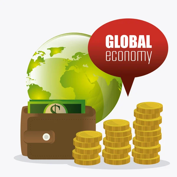 Globální ekonomika, peníze a obchod — Stockový vektor