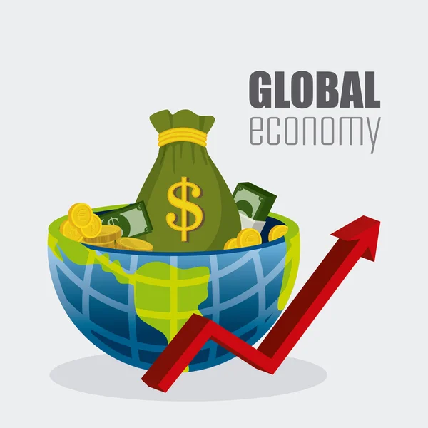 Economia globale, denaro e imprese — Vettoriale Stock