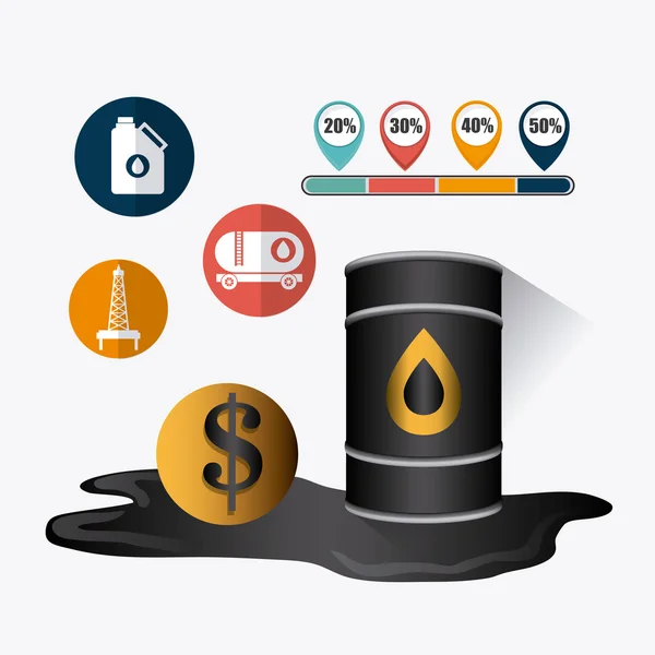 Kőolaj és kőolaj ipar infographic design — Stock Vector